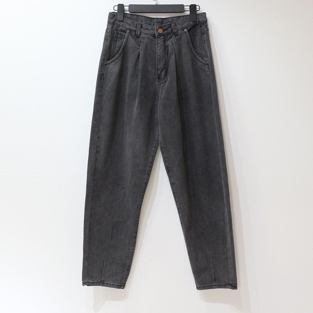 Pantalon Jeans Mujer Cintura Alta Lavado Vintage Largo Al Tobillo Helen