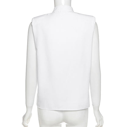 Blusa con Hombreras y Bolsillos Cuello Redondo Estilo Chino  Fergie